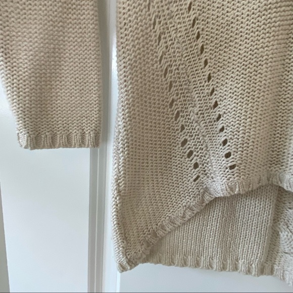 QUINN V-Neck Pullover Sweater w Cable Stitch Back Detail Tan Neutral Medium - Picture 10 of 10